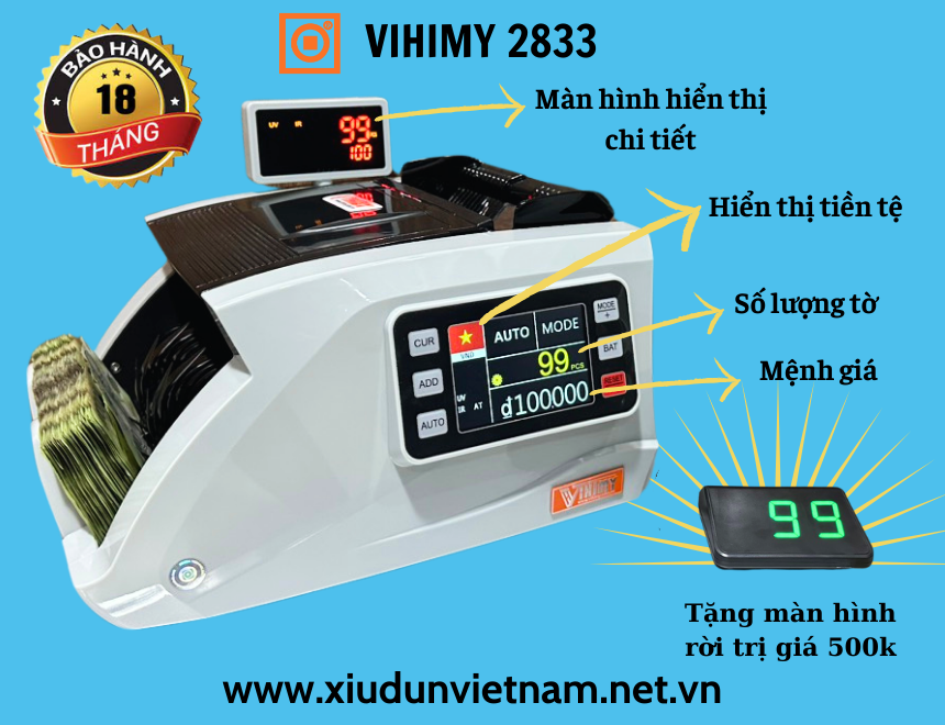 Máy đếm tiền Vihimy 2833
